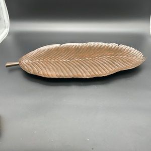Coppery tone leaf shaped trivet tray or decor tray